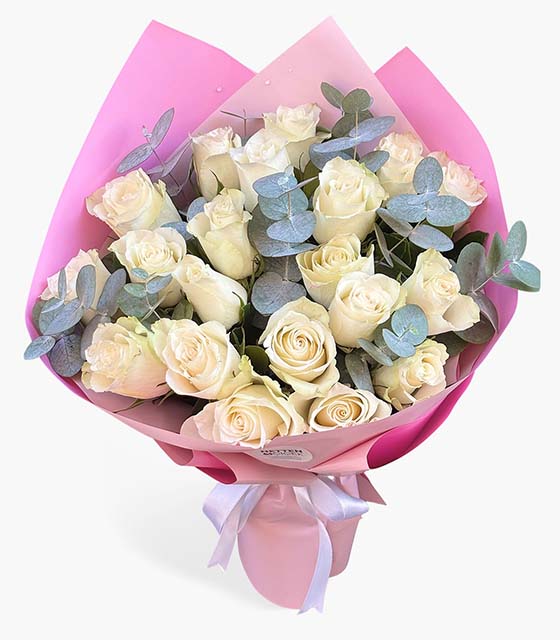 19 Adet Beyaz Gül Buketi